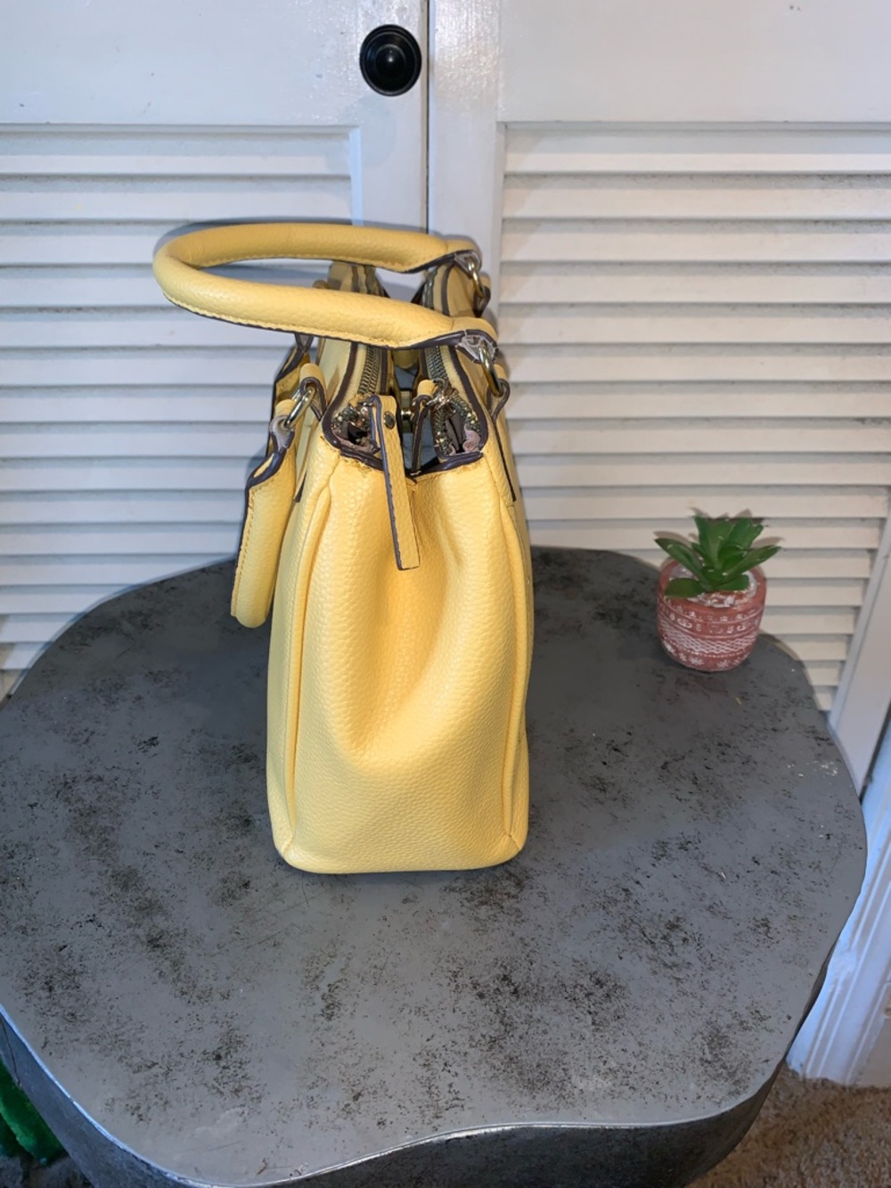 Nanette Lepore Lemon yellow purse handbag 12” X 8” - Picture 4 of 11